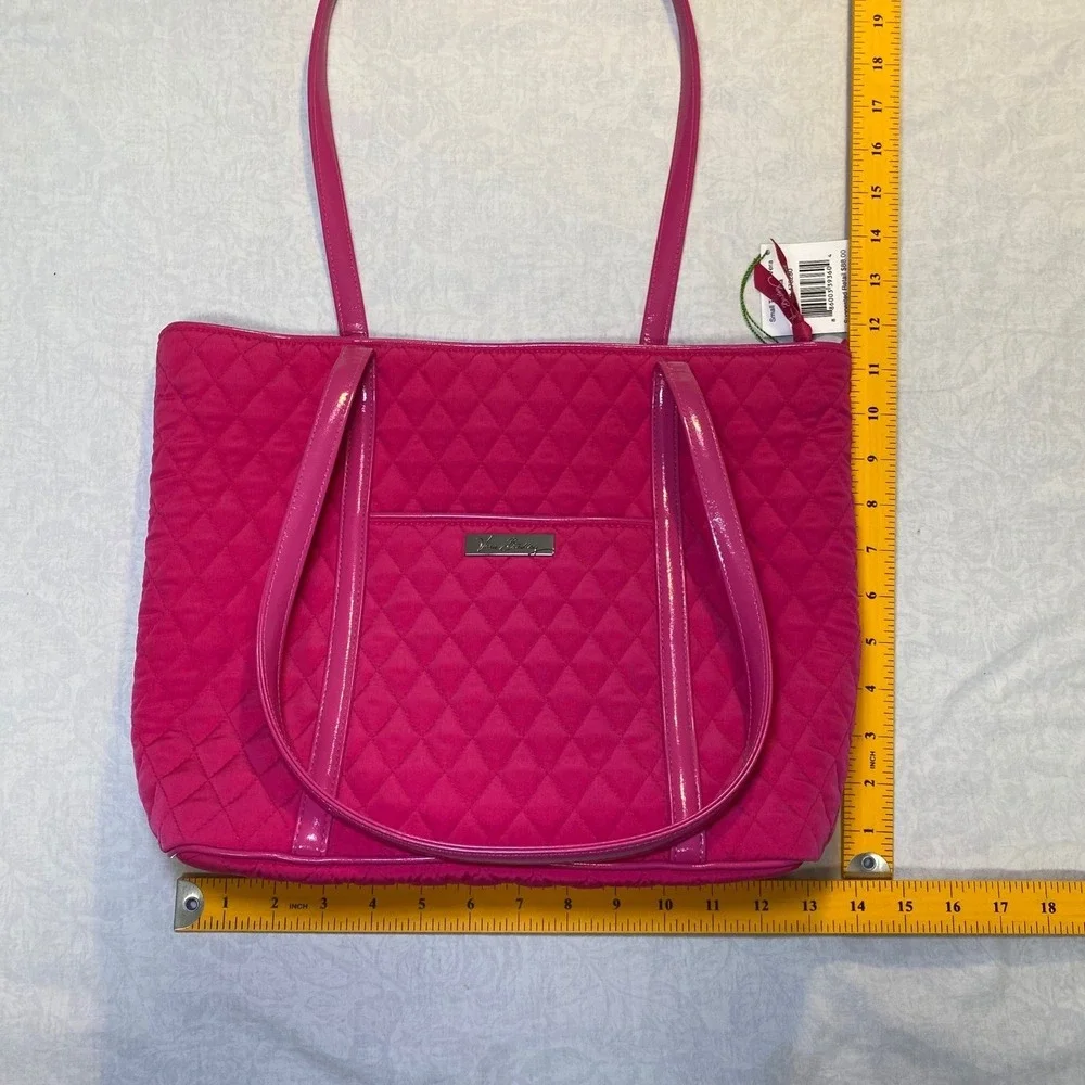 Vera Bradley Small Trimmed Vera Tote‎ Bag Fuchsia Pink Quilted NWT
